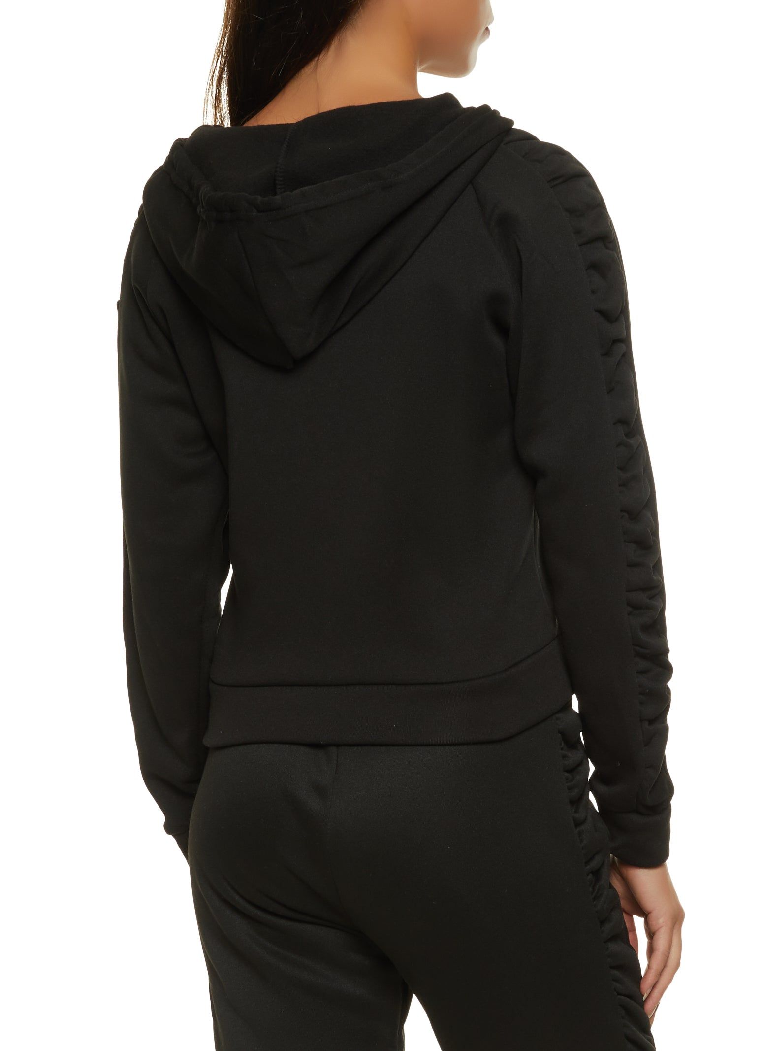 Ruched Sleeve Detail Zip Hoodie sold by Rainbow product image thumbnail 3