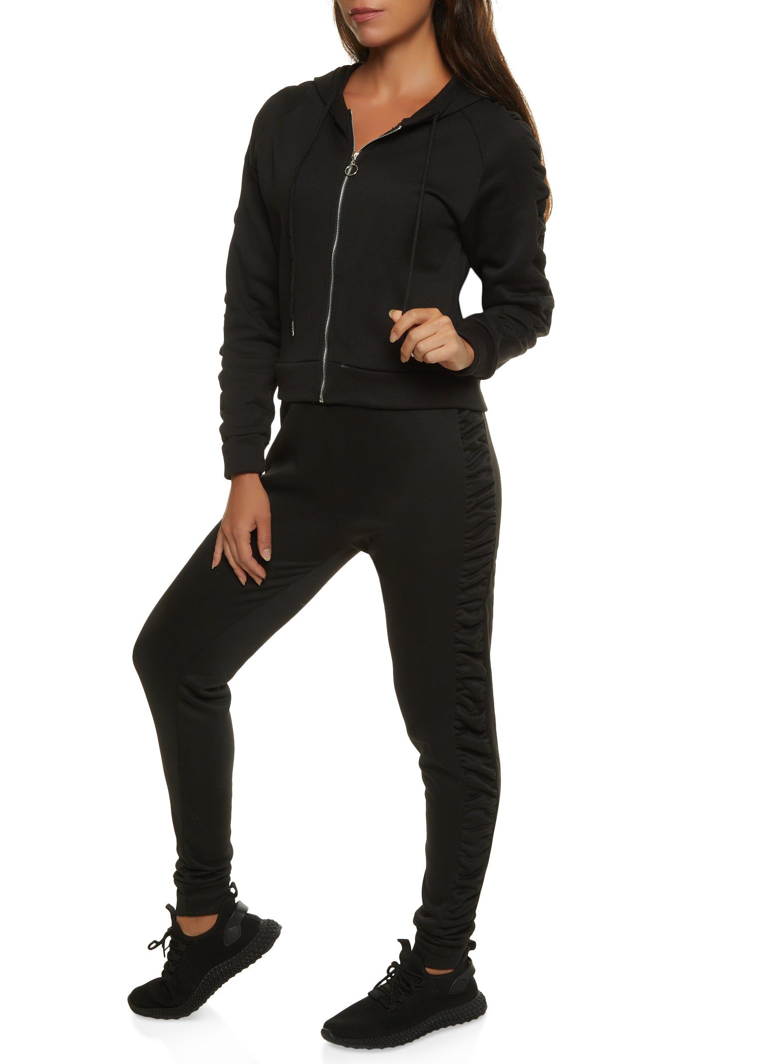 Ruched Sleeve Detail Zip Hoodie sold by Rainbow product image thumbnail 2