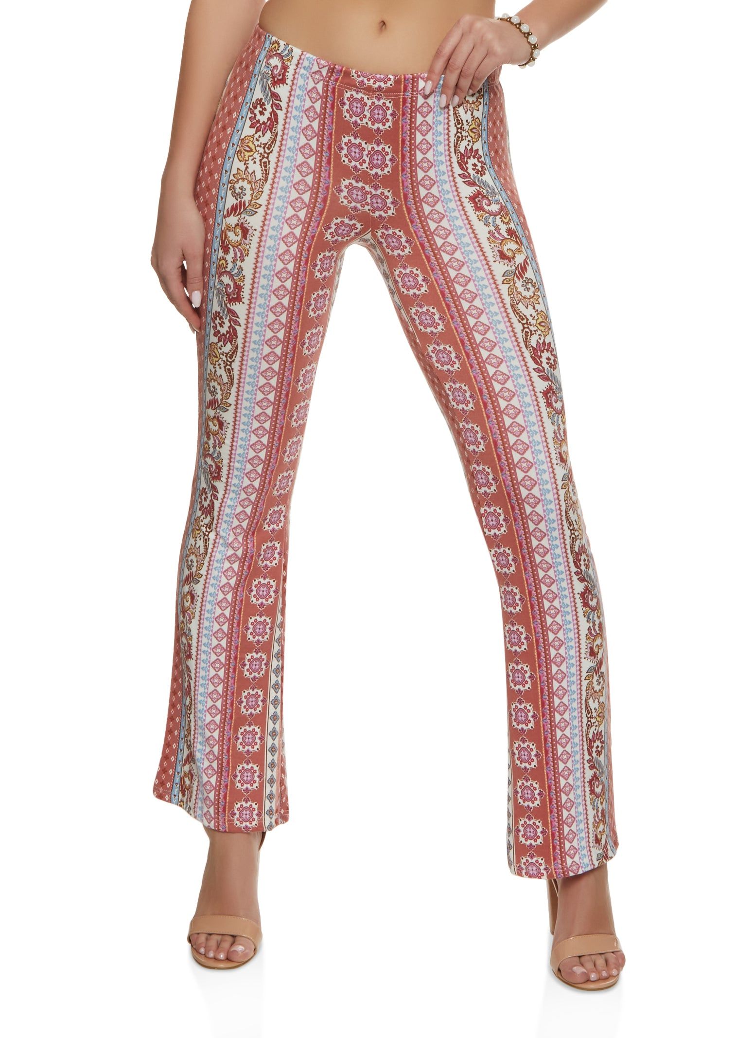 Mixed Print Boho Flare Pants sold by Rainbow