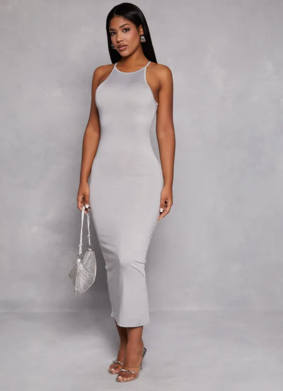 Daisy High Neck Slit Back Maxi Dress sold by Rainbow