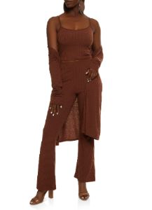 Ribbed Knit Cropped Tank Top and Duster Set sold by Rainbow