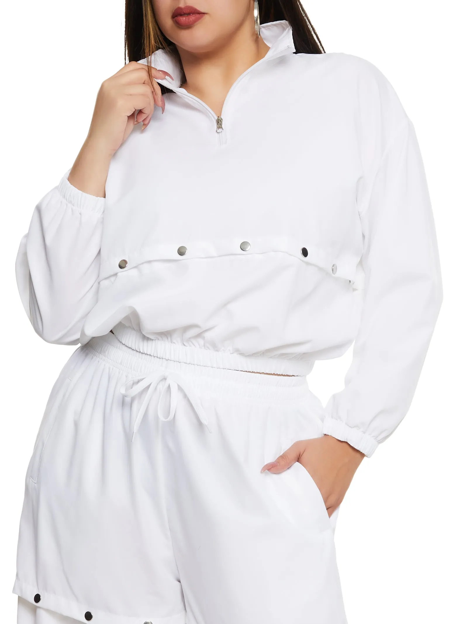 Plus Size Zip Neck Tear Away Track Jacket sold by Rainbow