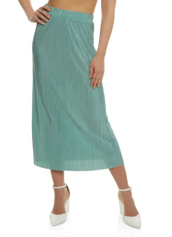 Plisse High Waist Midi Skirt sold by Rainbow