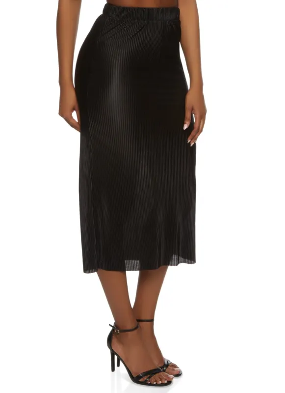 Plisse High Waist Midi Skirt sold by Rainbow