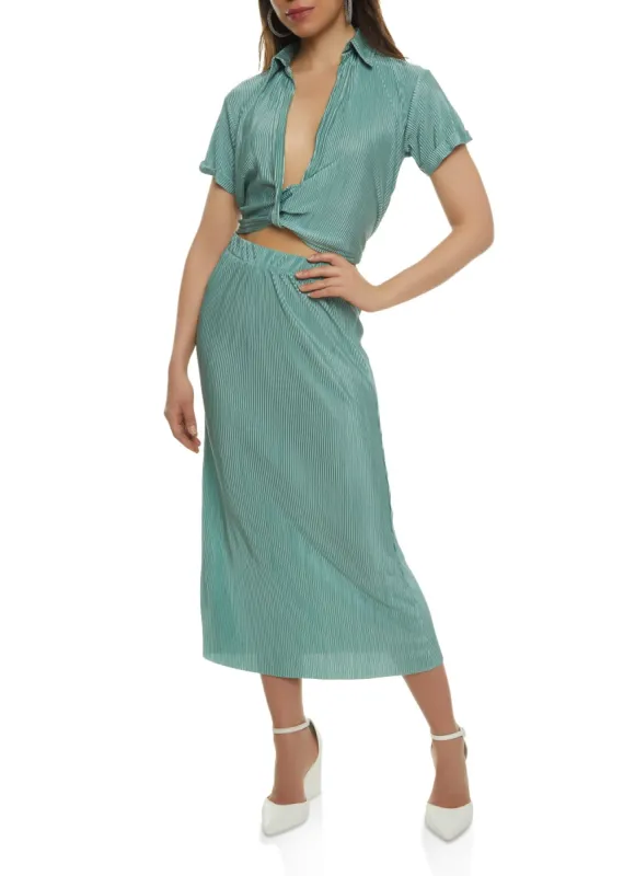 Plisse Plunge Twist Front Crop Top sold by Rainbow