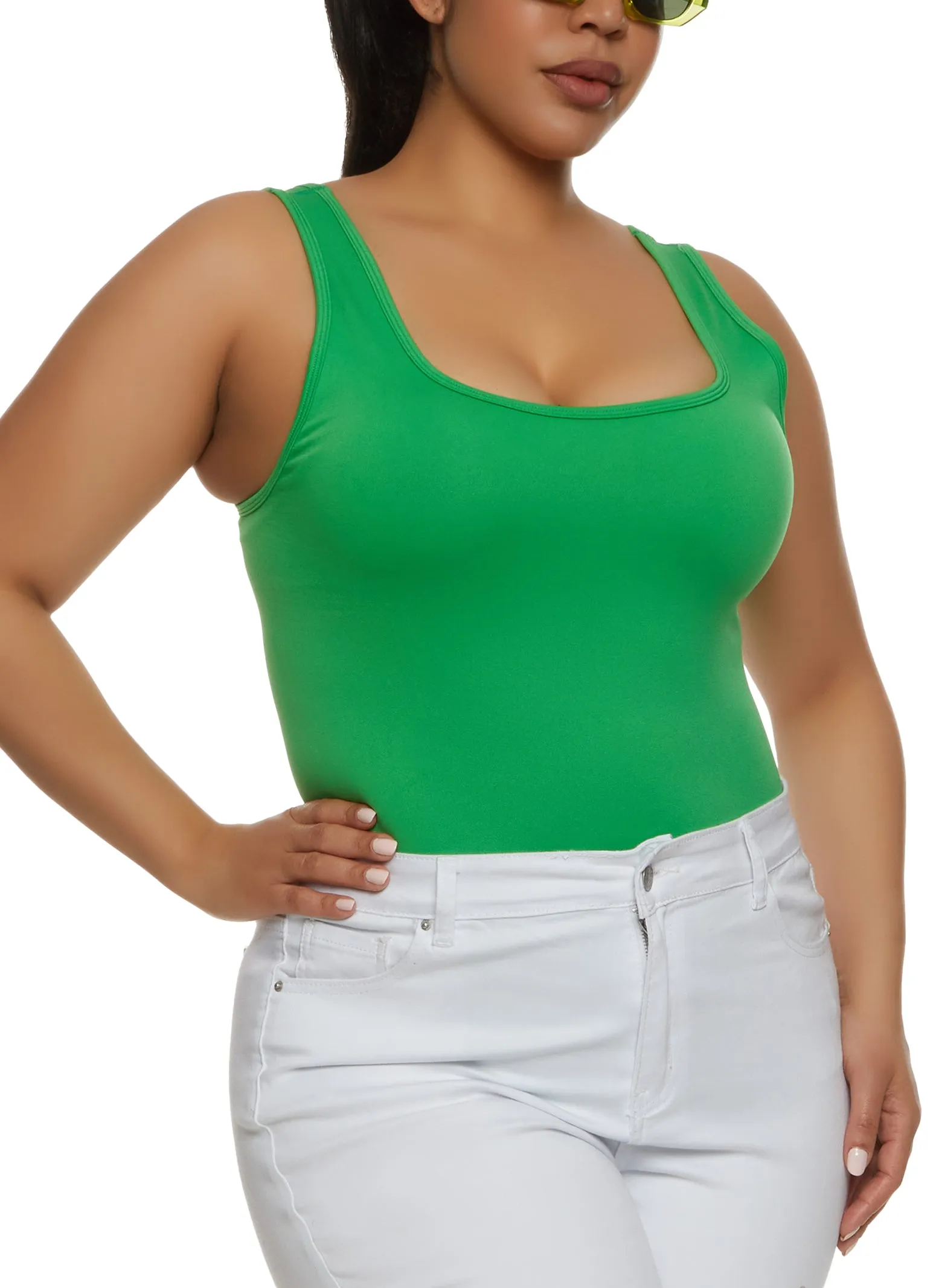 Plus Size Seamless Square Neck Tank Bodysuit sold by Rainbow product image thumbnail 2