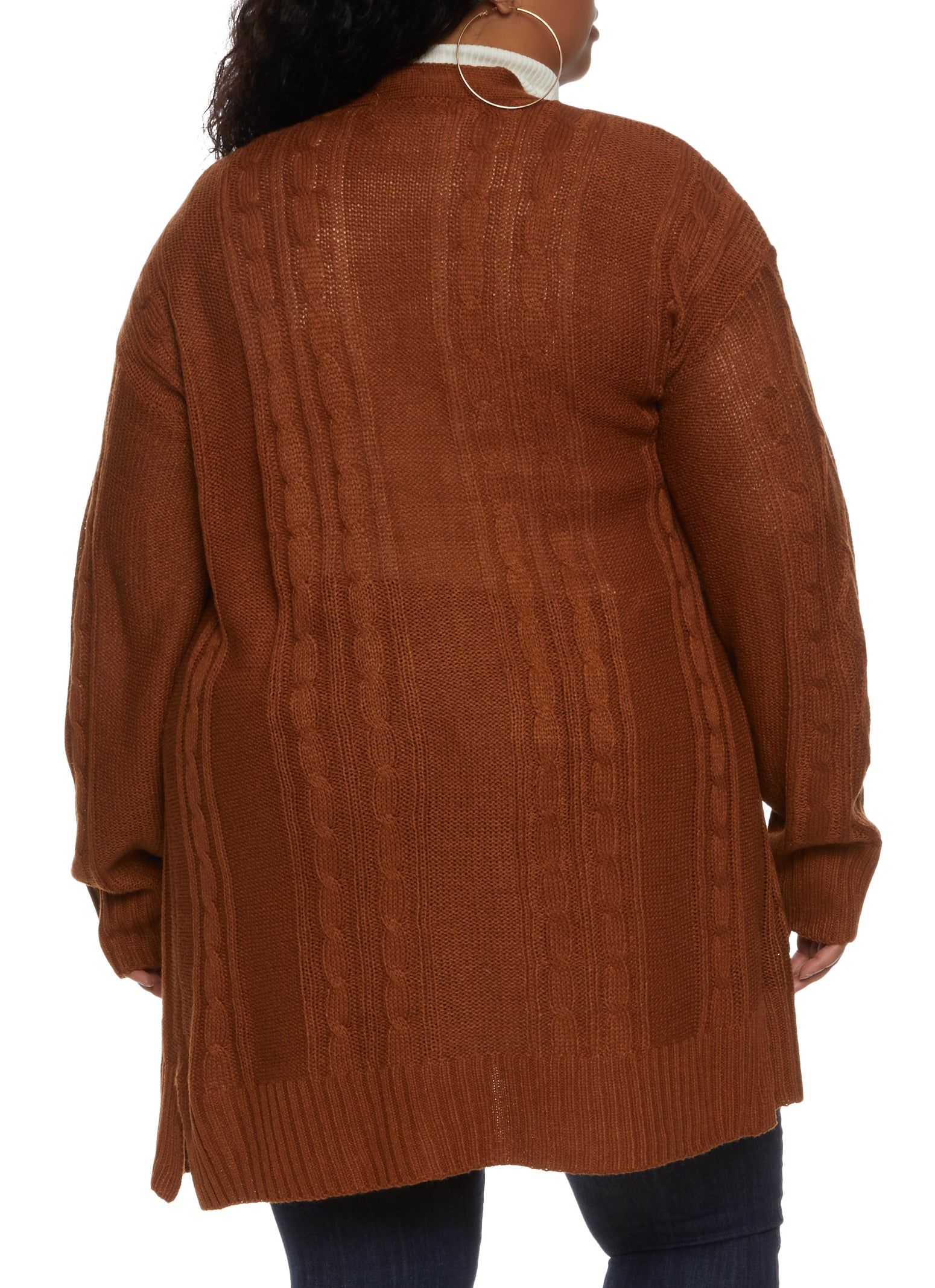 Plus Size Cable Knit Open Front Cardigan sold by Rainbow product image thumbnail 2