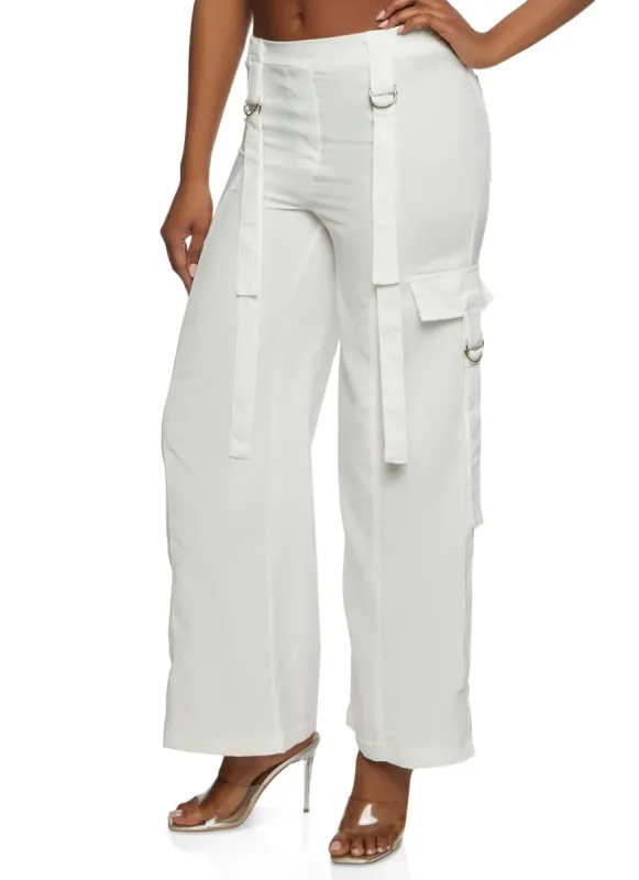 Linen Wide Leg Cargo Pants sold by Rainbow