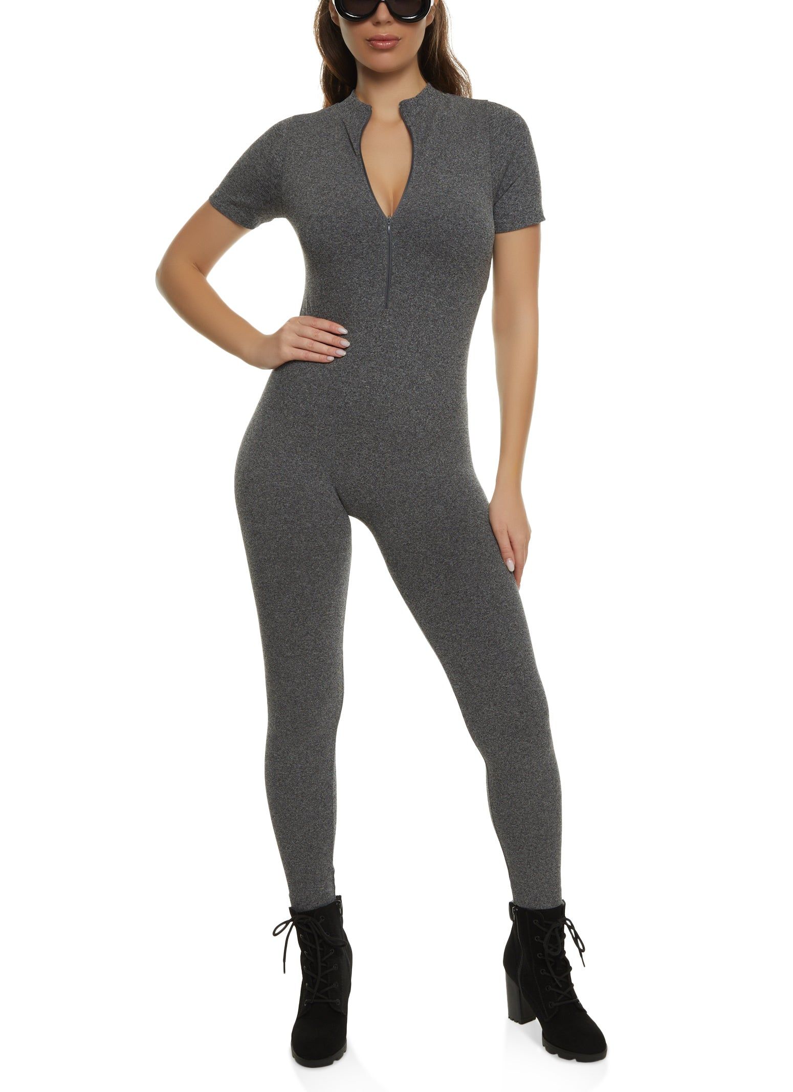 Seamless Zip Neck Catsuit sold by Rainbow