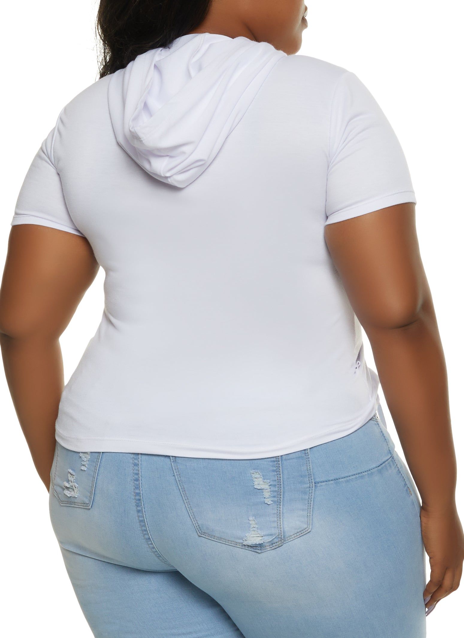 Plus Size Always Grateful Ruched Front Hooded Top sold by Rainbow product image thumbnail 2