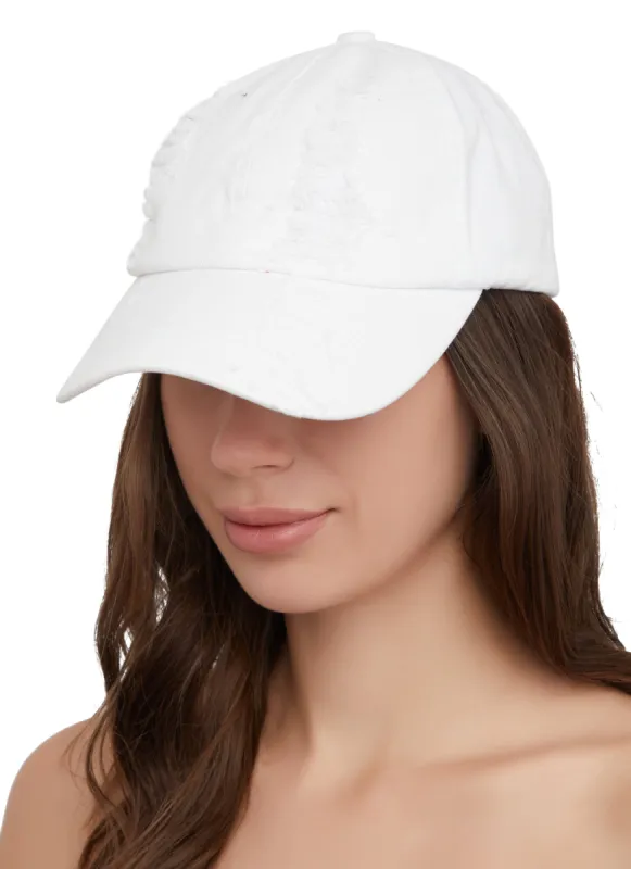 Frayed Denim Baseball Cap sold by Rainbow