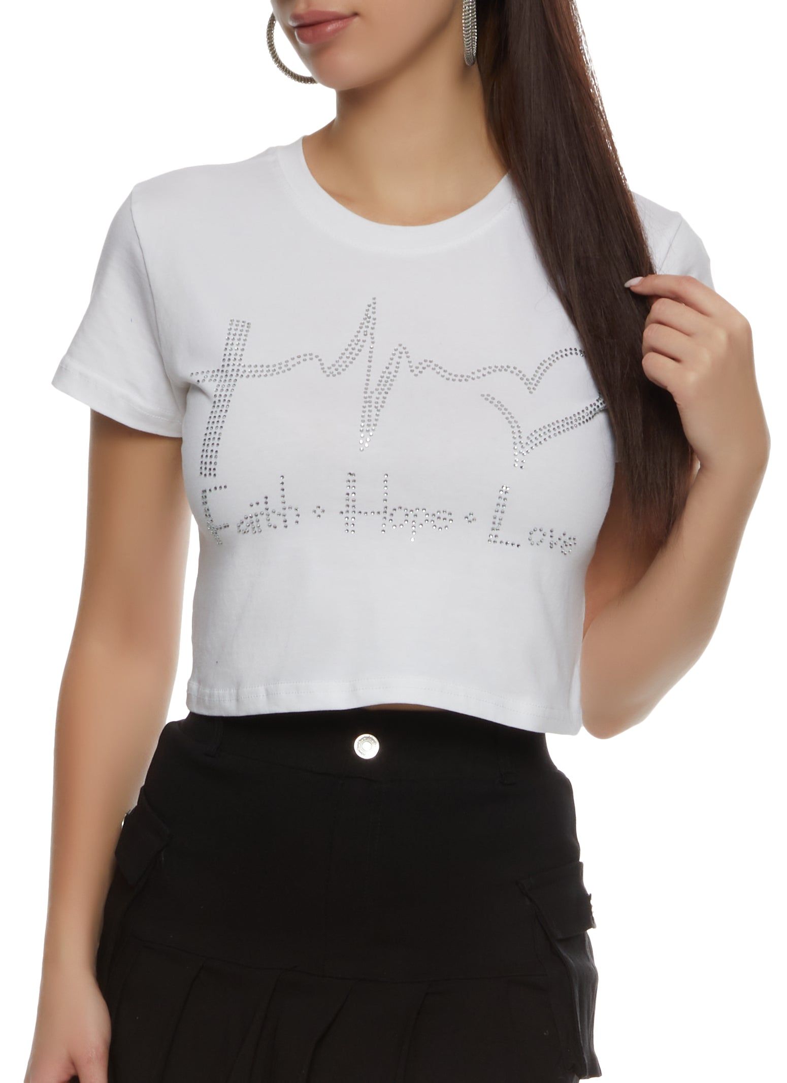 Faith Hope Love Rhinestone Graphic Tee sold by Rainbow