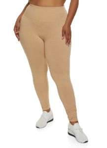 Plus Size Solid High Waist Leggings sold by Rainbow