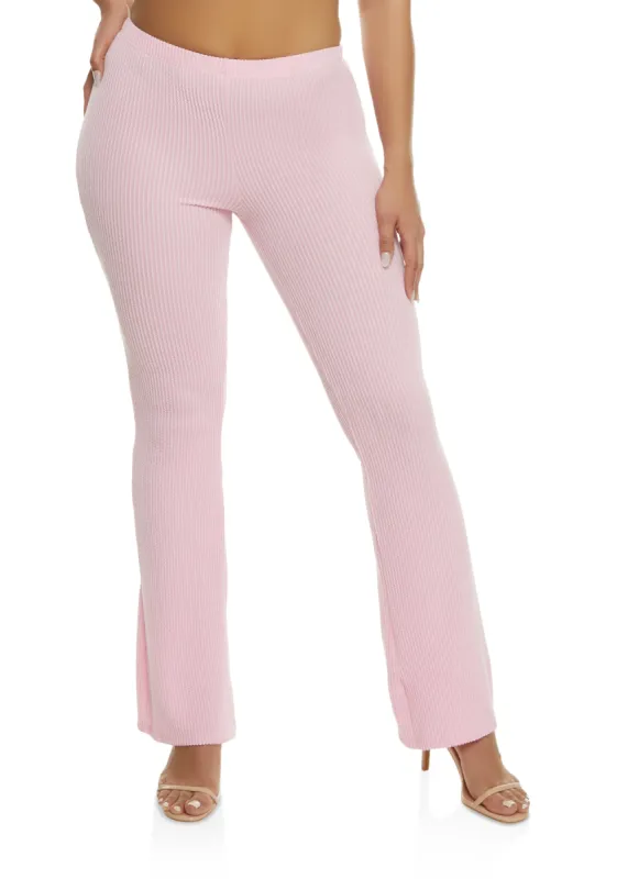 Ribbed Knit High Waist Boot Cut Pants sold by Rainbow
