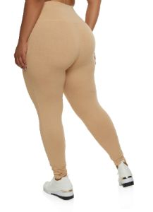 Plus Size Solid High Waist Leggings sold by Rainbow
