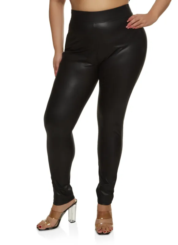 Plus Size High Waist PU Leather Leggings sold by Rainbow