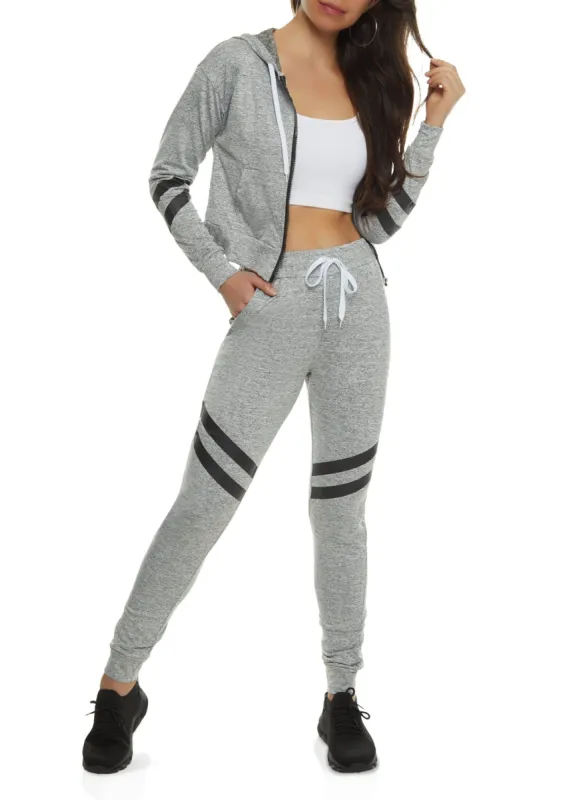 Stripe Detail Zip Front Hoodie sold by Rainbow