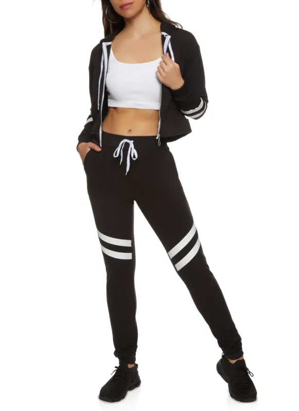 Stripe Detail Zip Front Hoodie sold by Rainbow