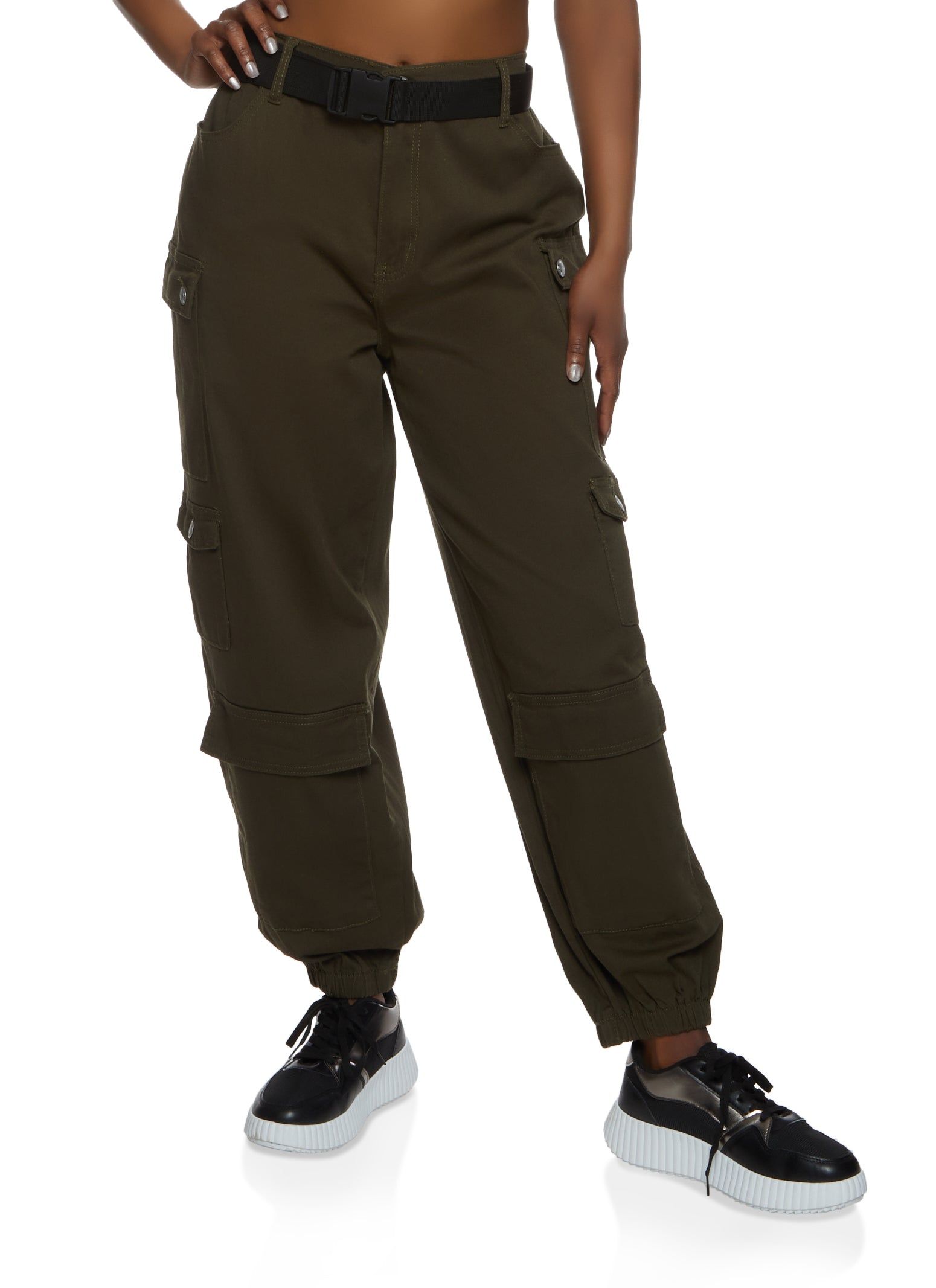 Almost Famous Belted Cargo Pocket Joggers sold by Rainbow