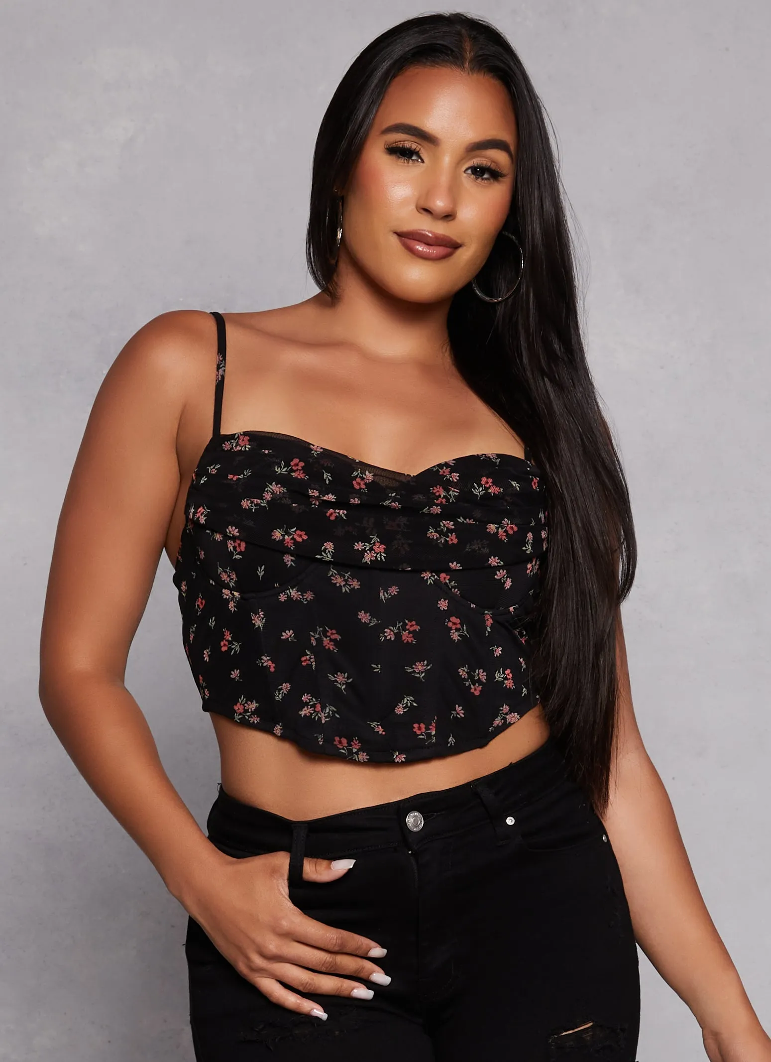Iris Dainty Floral Mesh Bustier Top sold by Rainbow