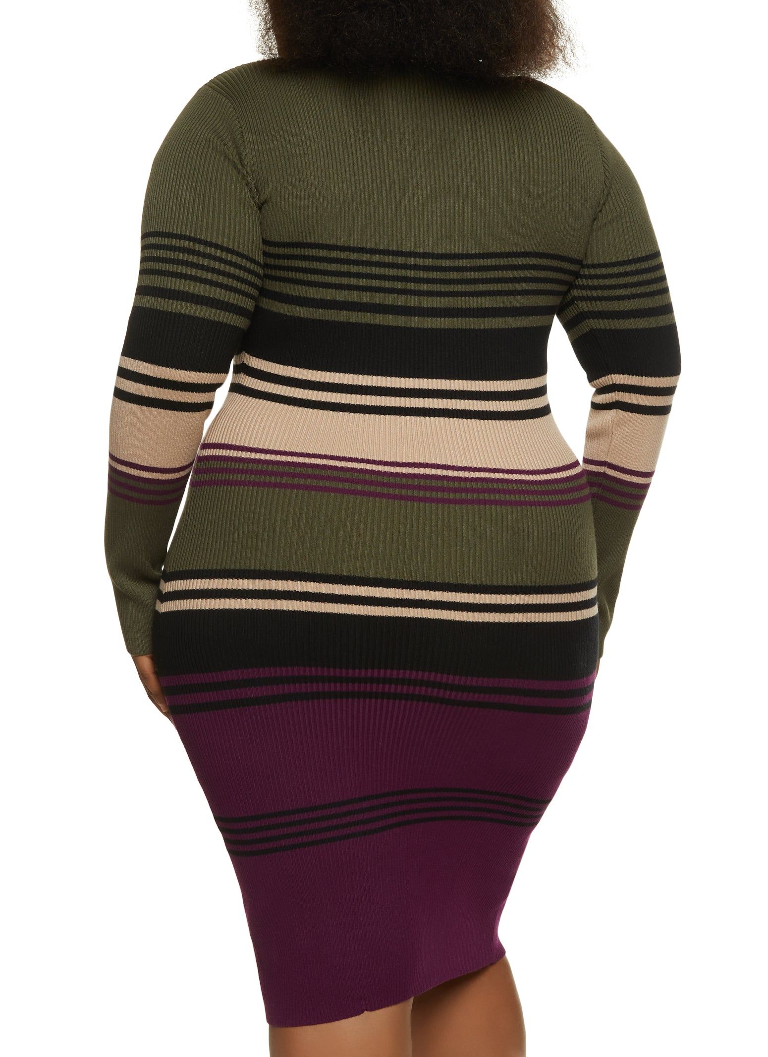 Plus Size Striped Button Detail Sweater Dress sold by Rainbow product image thumbnail 3