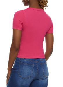 Seamless Ribbed Knit Crew Neck Top sold by Rainbow
