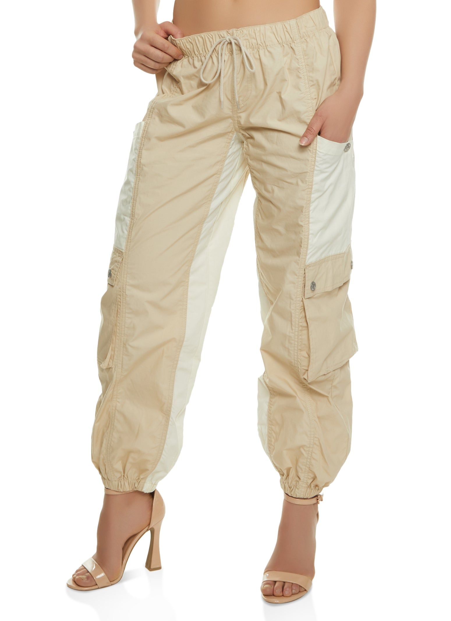 Color Block Drawstring Cargo Joggers sold by Rainbow product image thumbnail 2