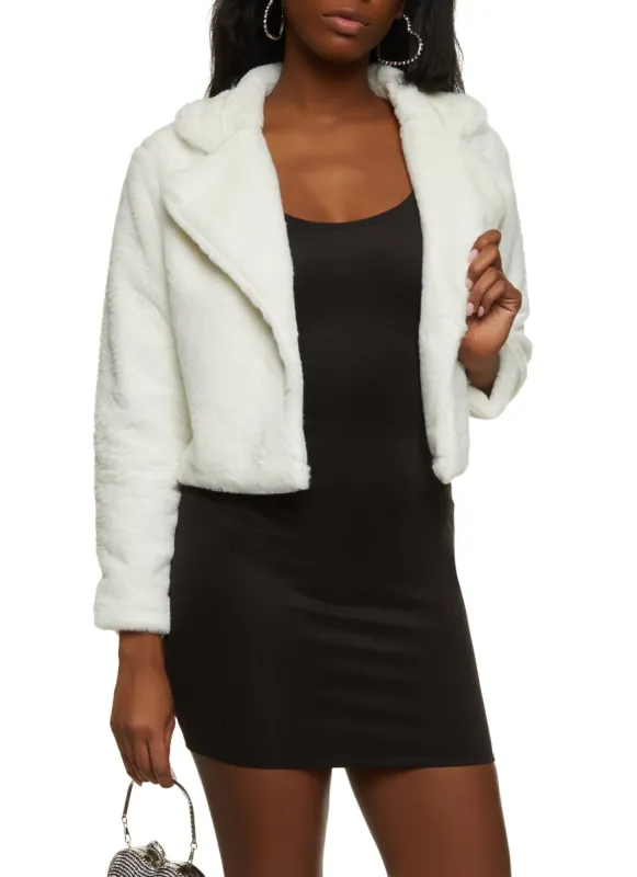 Faux Fur Open Front Cropped Jacket sold by Rainbow