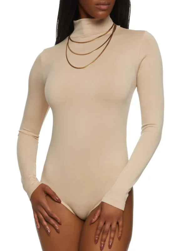 Basic Mock Neck Long Sleeve Bodysuit sold by Rainbow