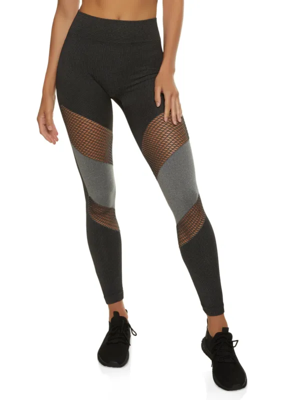 Fishnet Cut Out Color Block Leggings sold by Rainbow