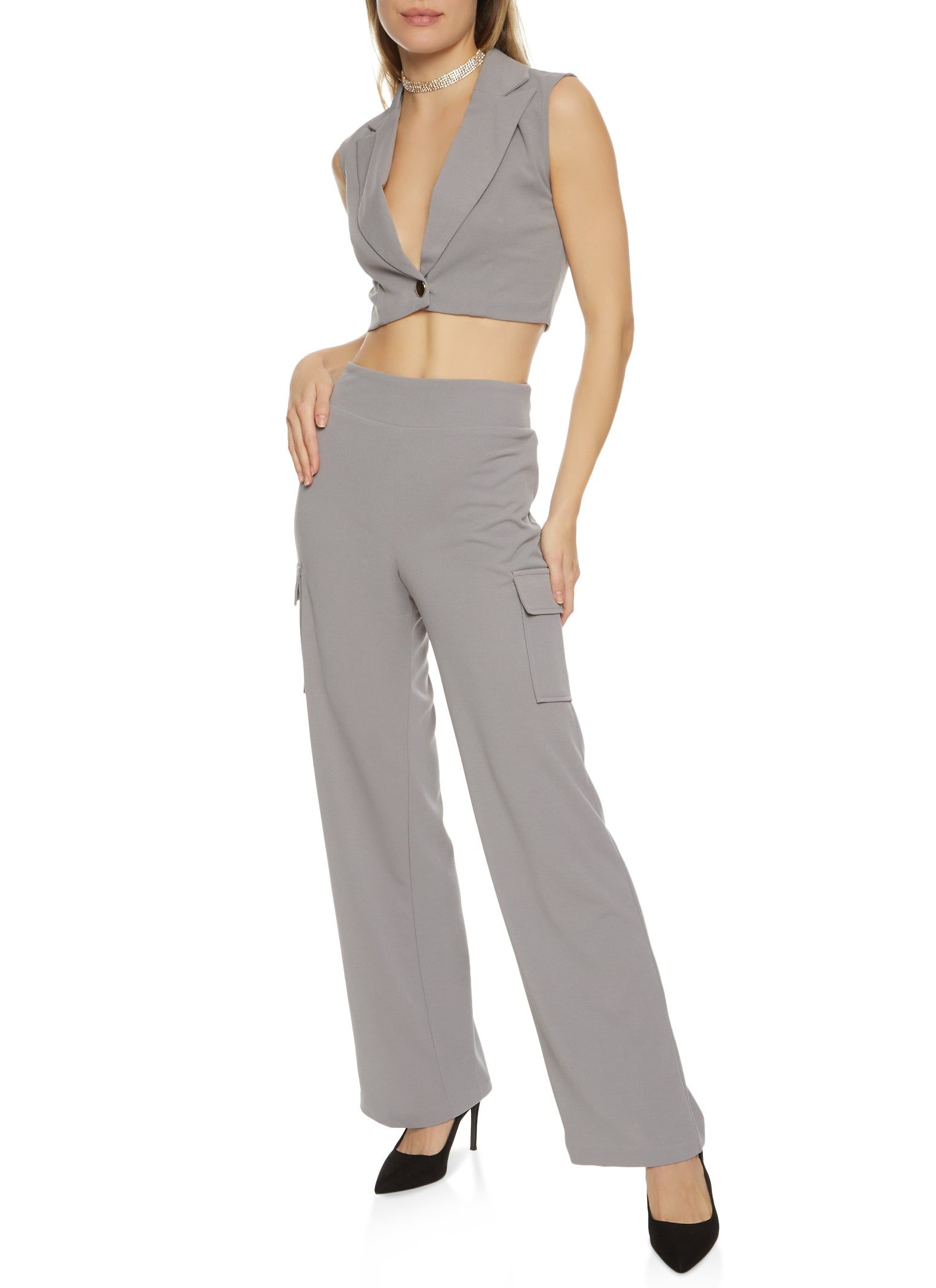 Cropped Single Button Blazer Vest sold by Rainbow product image thumbnail 2