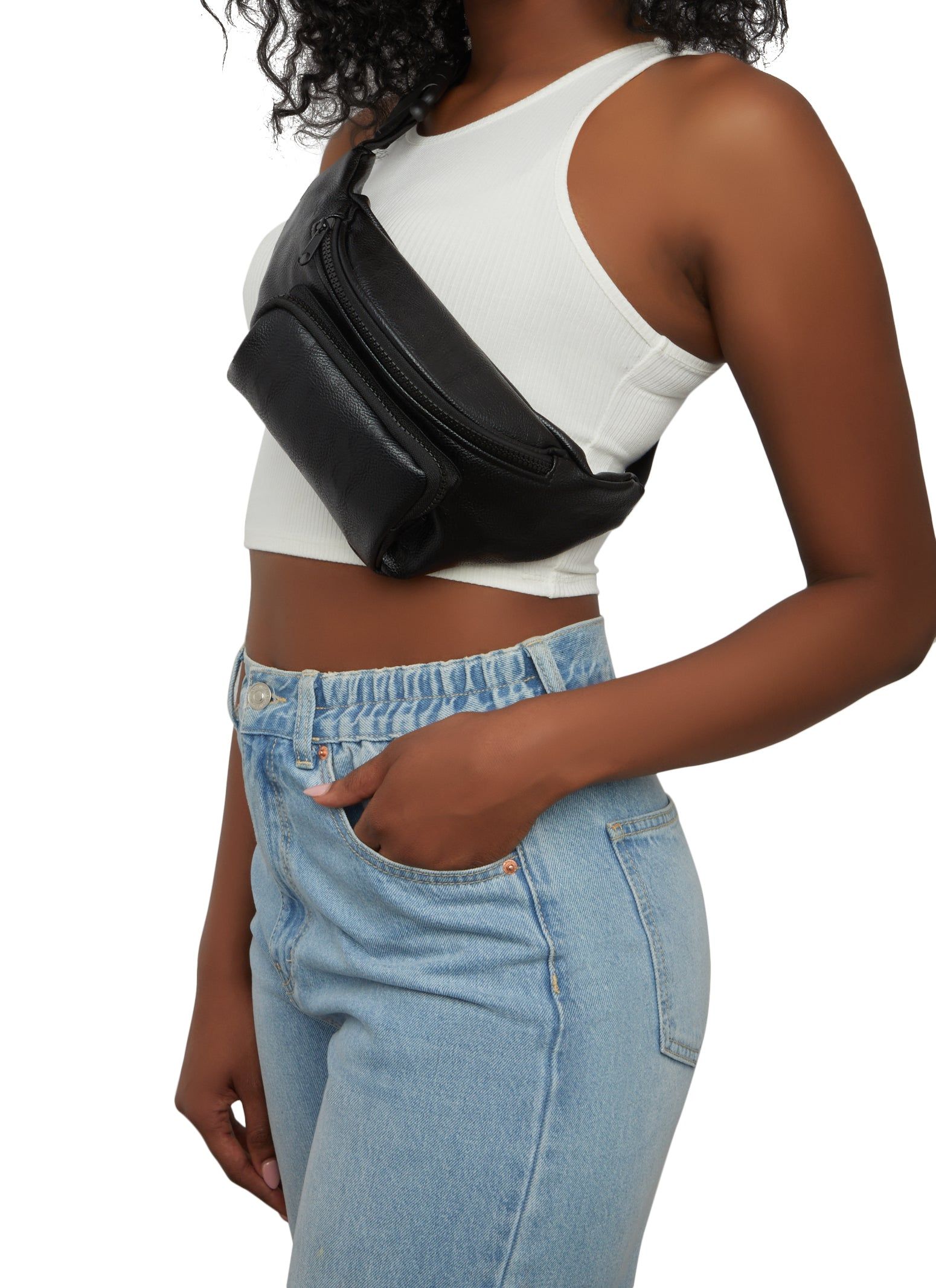 Faux Leather Zip Pocket Fanny Pack sold by Rainbow