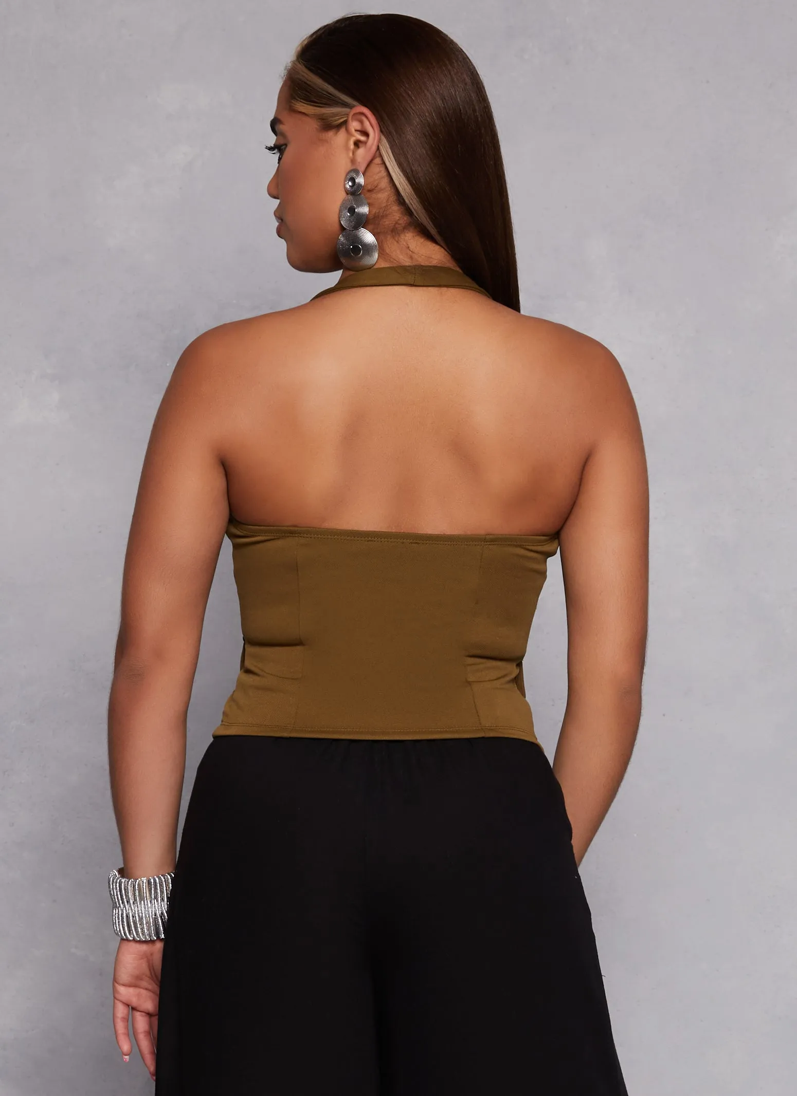 Zip Front Cargo Pocket Halter Top sold by Rainbow product image thumbnail 3