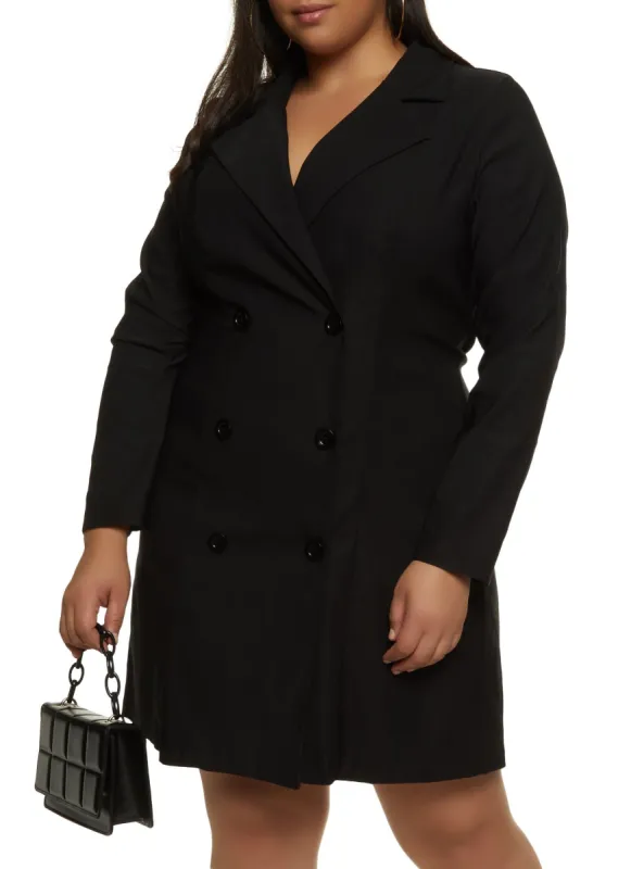 Plus Size Double Breasted Blazer Dress sold by Rainbow