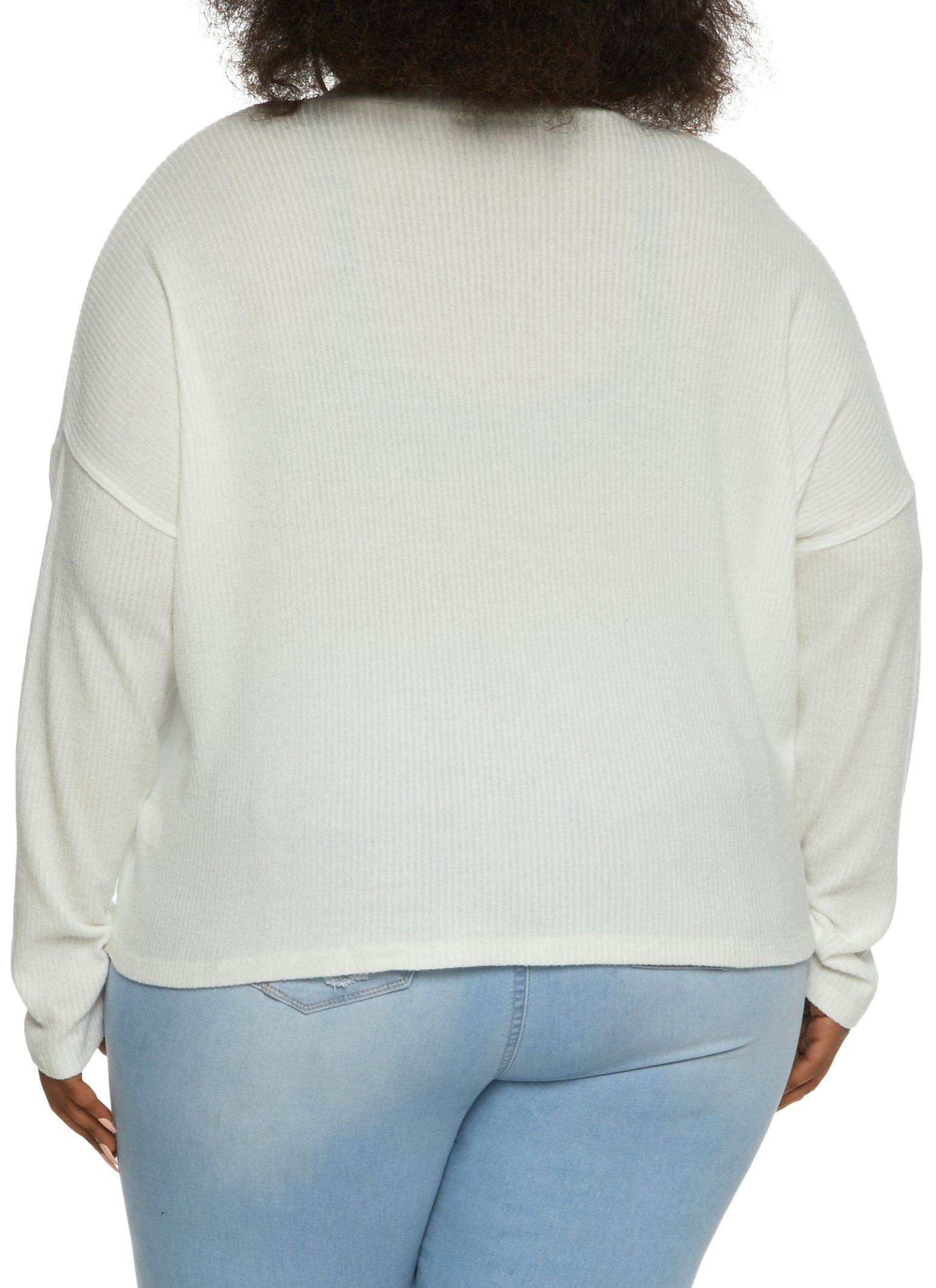 Plus Size Mock Neck Ribbed Knit Long Sleeve Top sold by Rainbow product image thumbnail 2