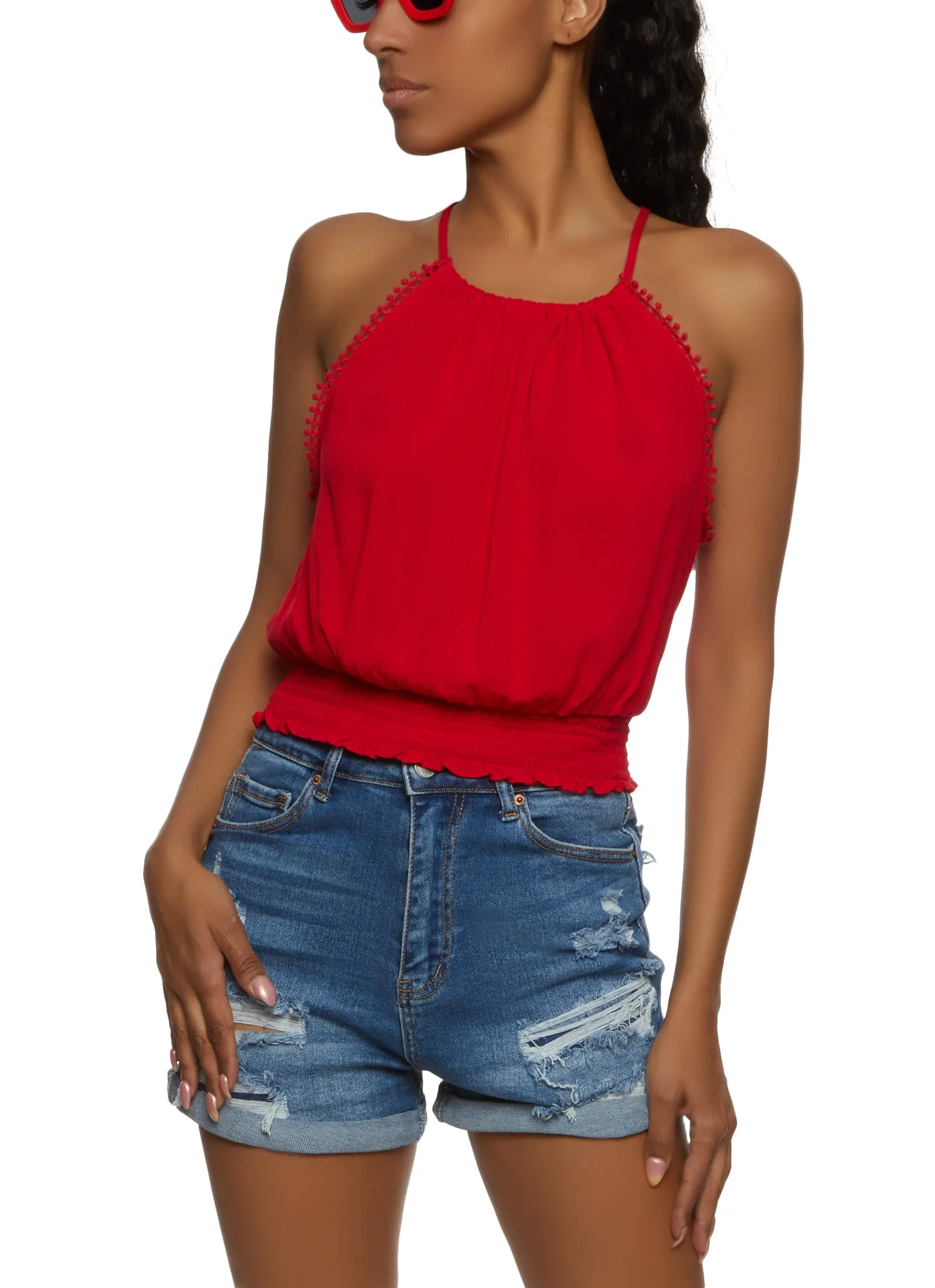 Smocked Waist Halter Top sold by Rainbow