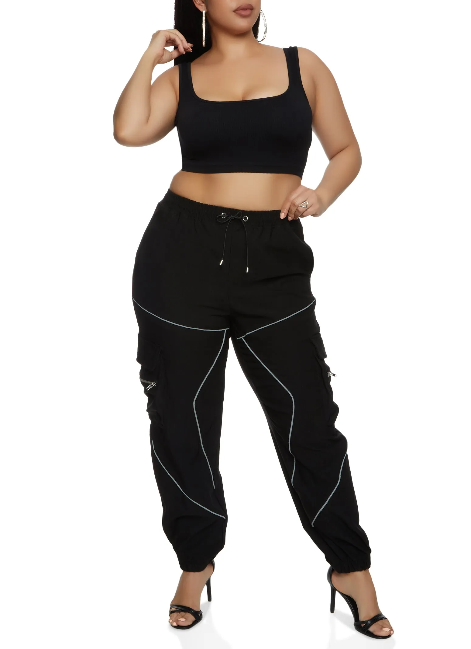 Plus Size Piping Zip Pocket Cargo Pants sold by Rainbow product image thumbnail 2
