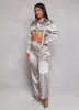 Satin Wide Leg Cargo Pocket Pants sold by Rainbow