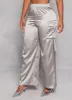 Satin Wide Leg Cargo Pocket Pants sold by Rainbow