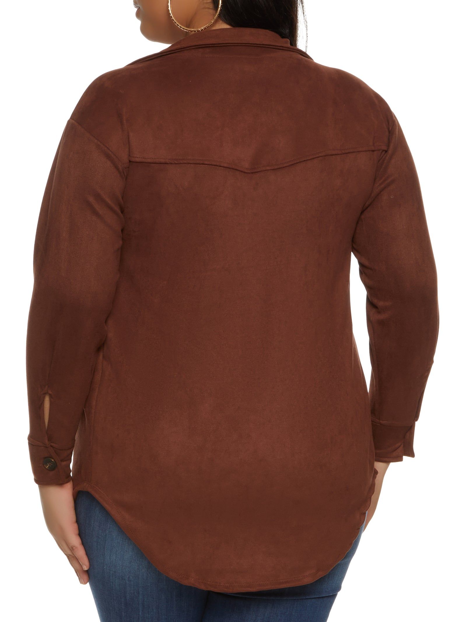 Plus Size Faux Suede Button Front Shirt sold by Rainbow product image thumbnail 2