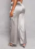 Satin Wide Leg Cargo Pocket Pants sold by Rainbow