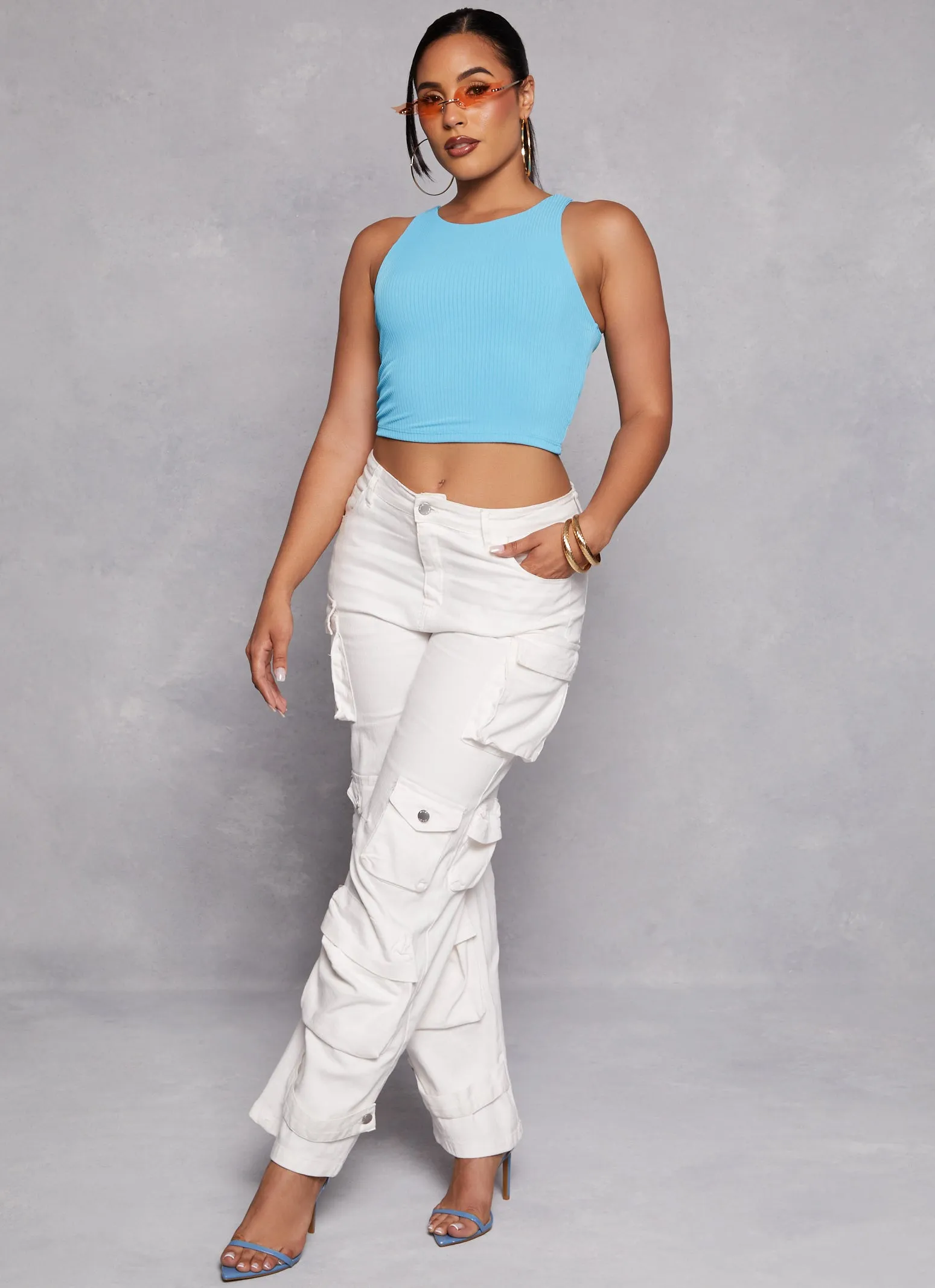 Iris Ribbed Knit Cropped Tank Top sold by Rainbow product image thumbnail 2