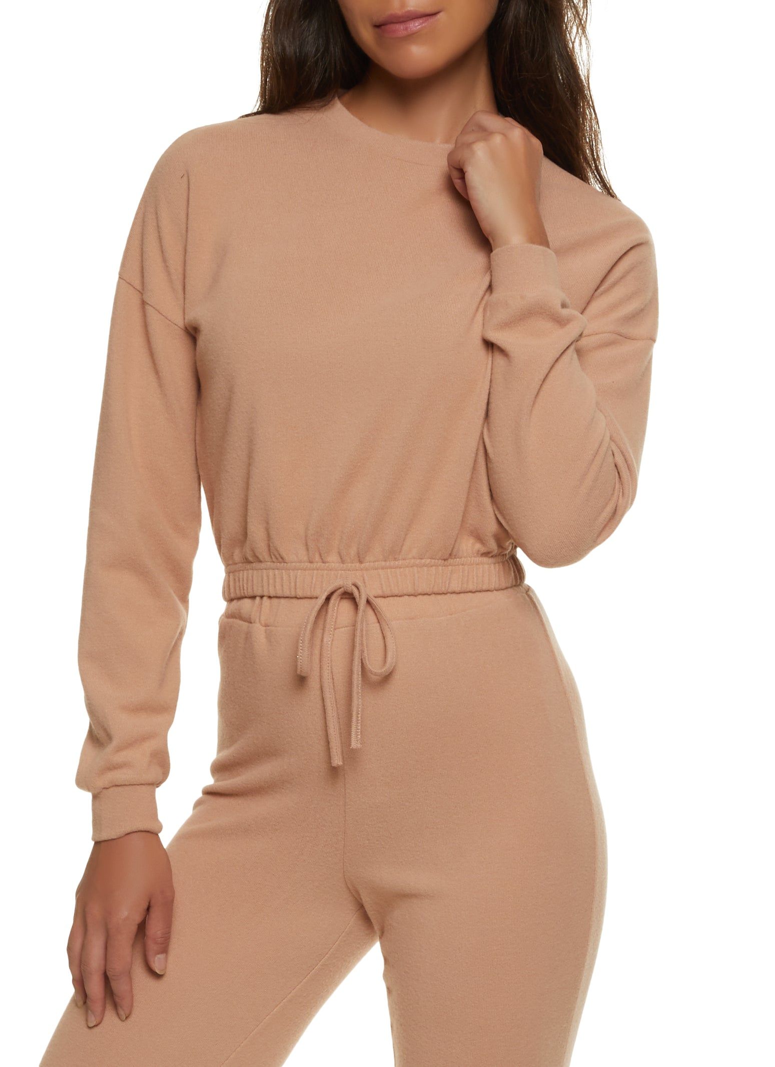 Fleece Drawstring Hem Pullover Sweatshirt sold by Rainbow