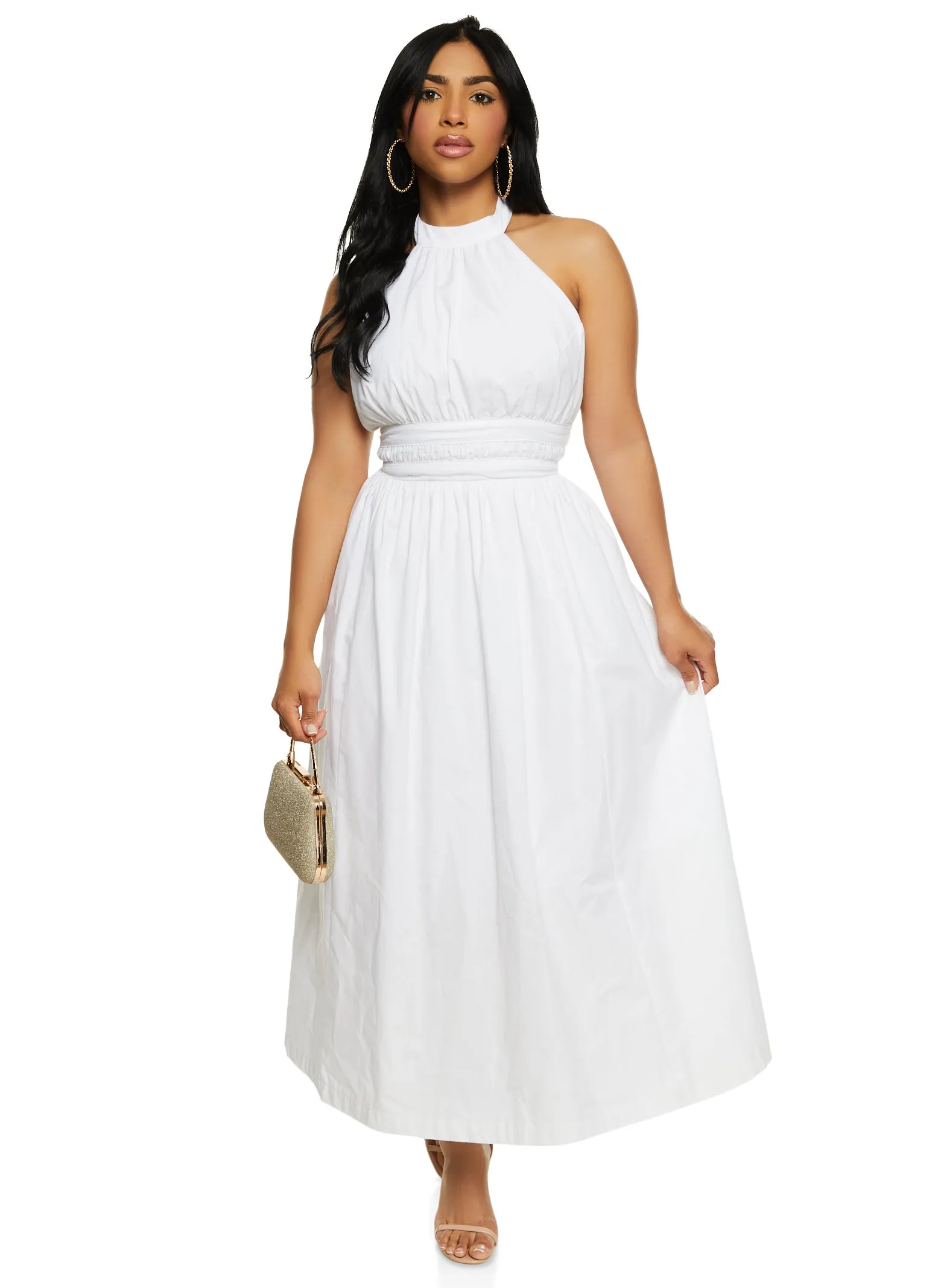 Poplin Tie Back Halter Neck Maxi Dress sold by Rainbow product image thumbnail 2