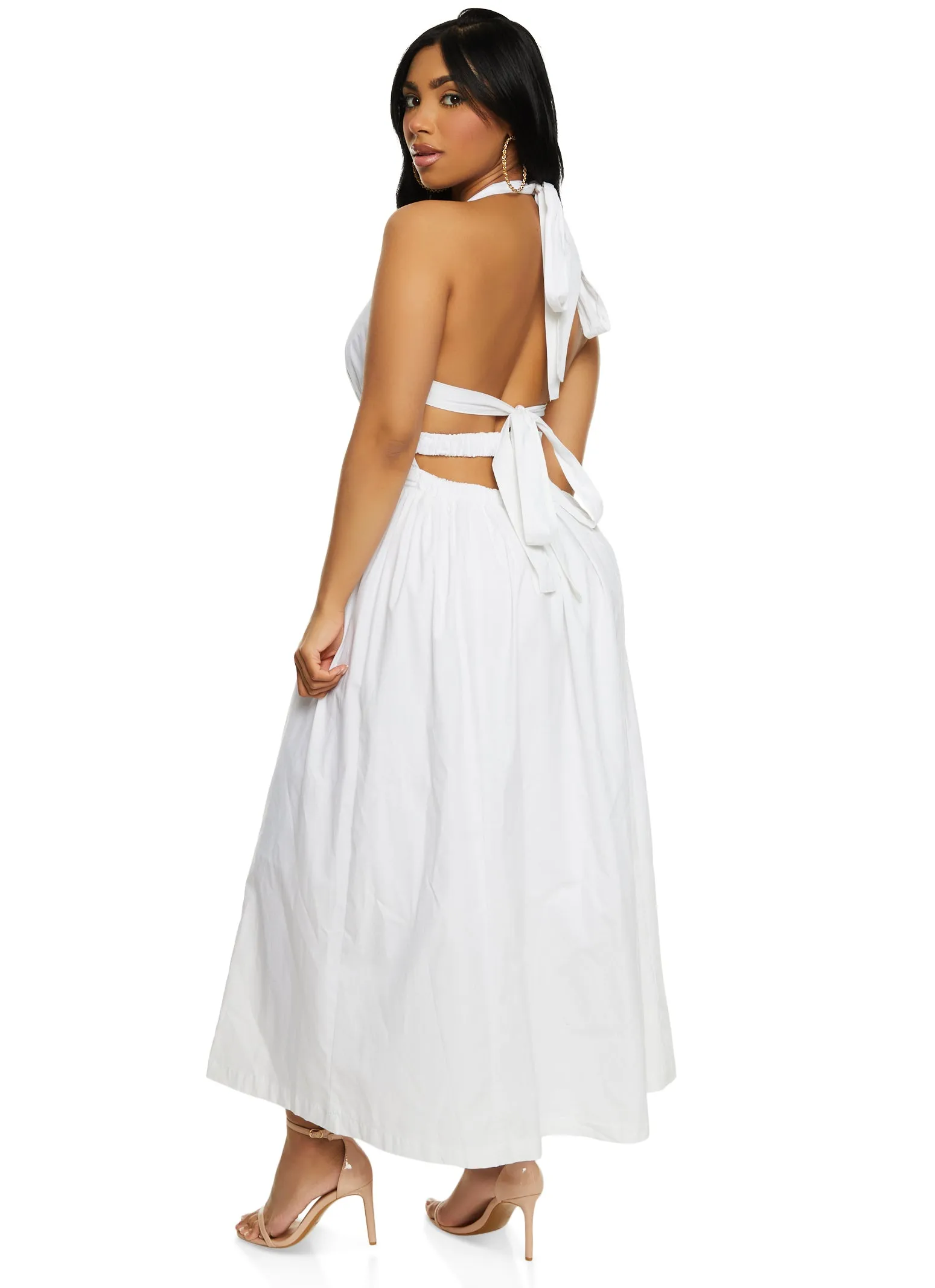 Poplin Tie Back Halter Neck Maxi Dress sold by Rainbow product image thumbnail 3