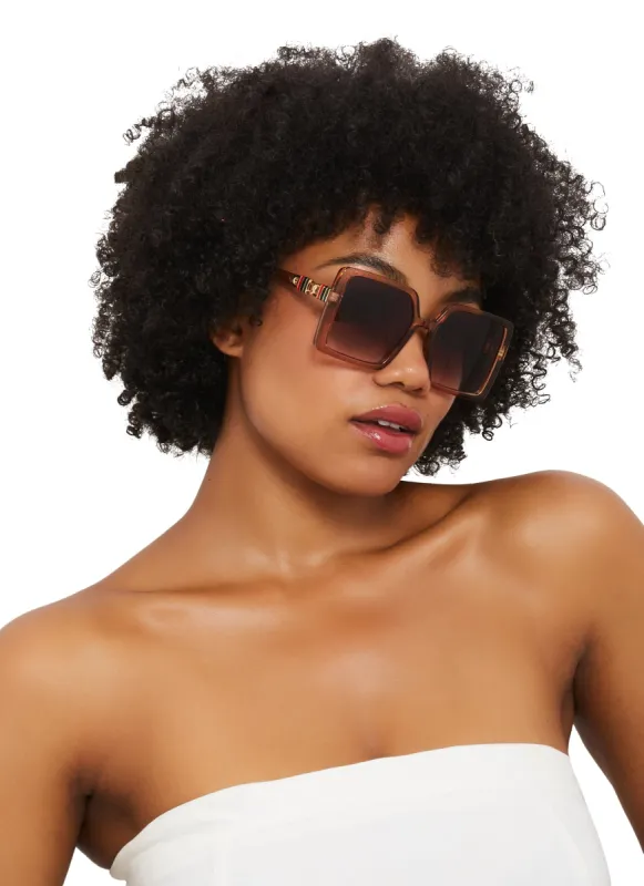 Oversized Square Chain Arm Sunglasses sold by Rainbow