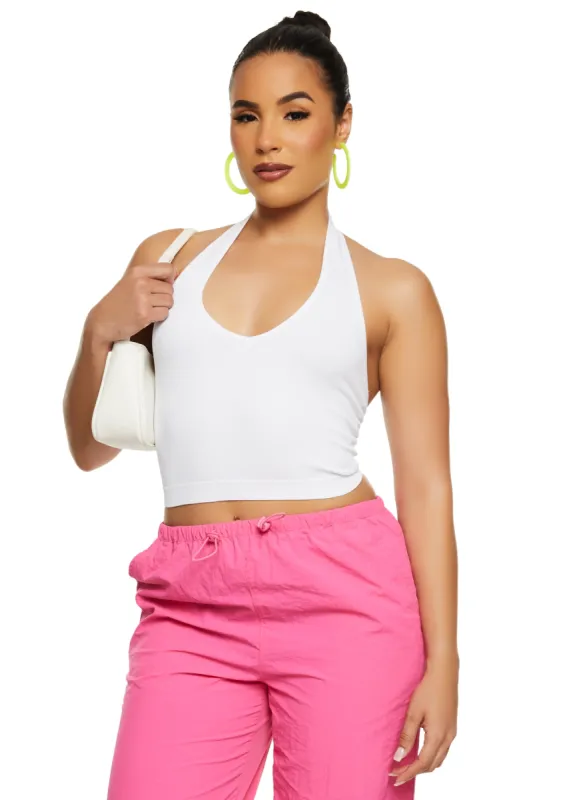 Seamless Ribbed Knit Halter Top sold by Rainbow