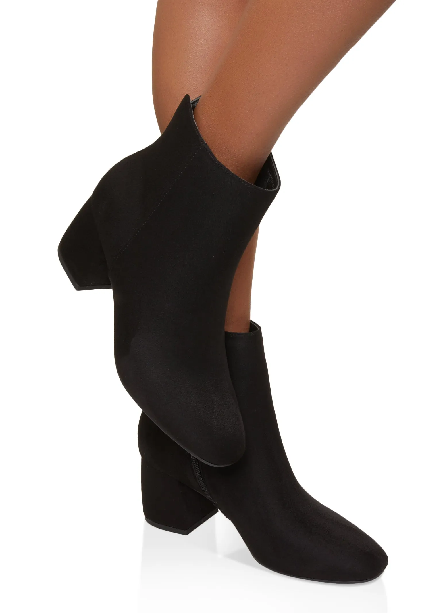 Round Toe Block Heel Booties sold by Rainbow
