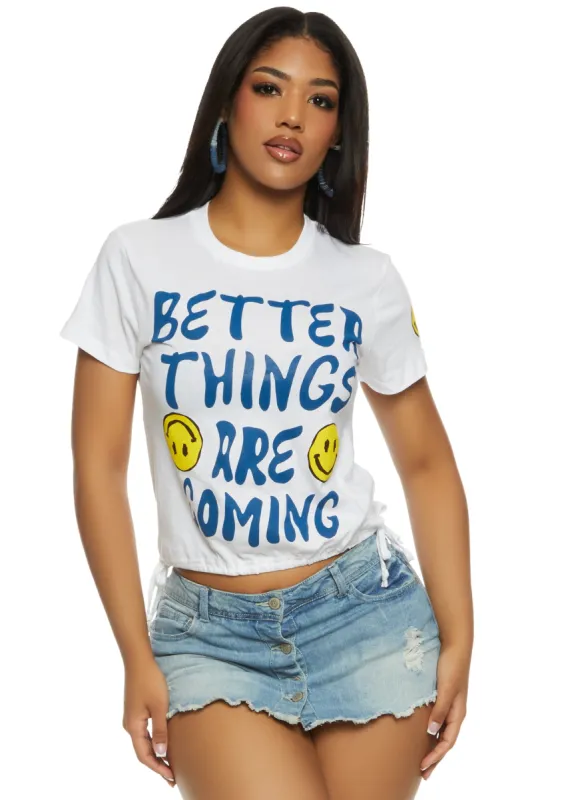 Better Things Are Coming Smiley Graphic Tee sold by Rainbow