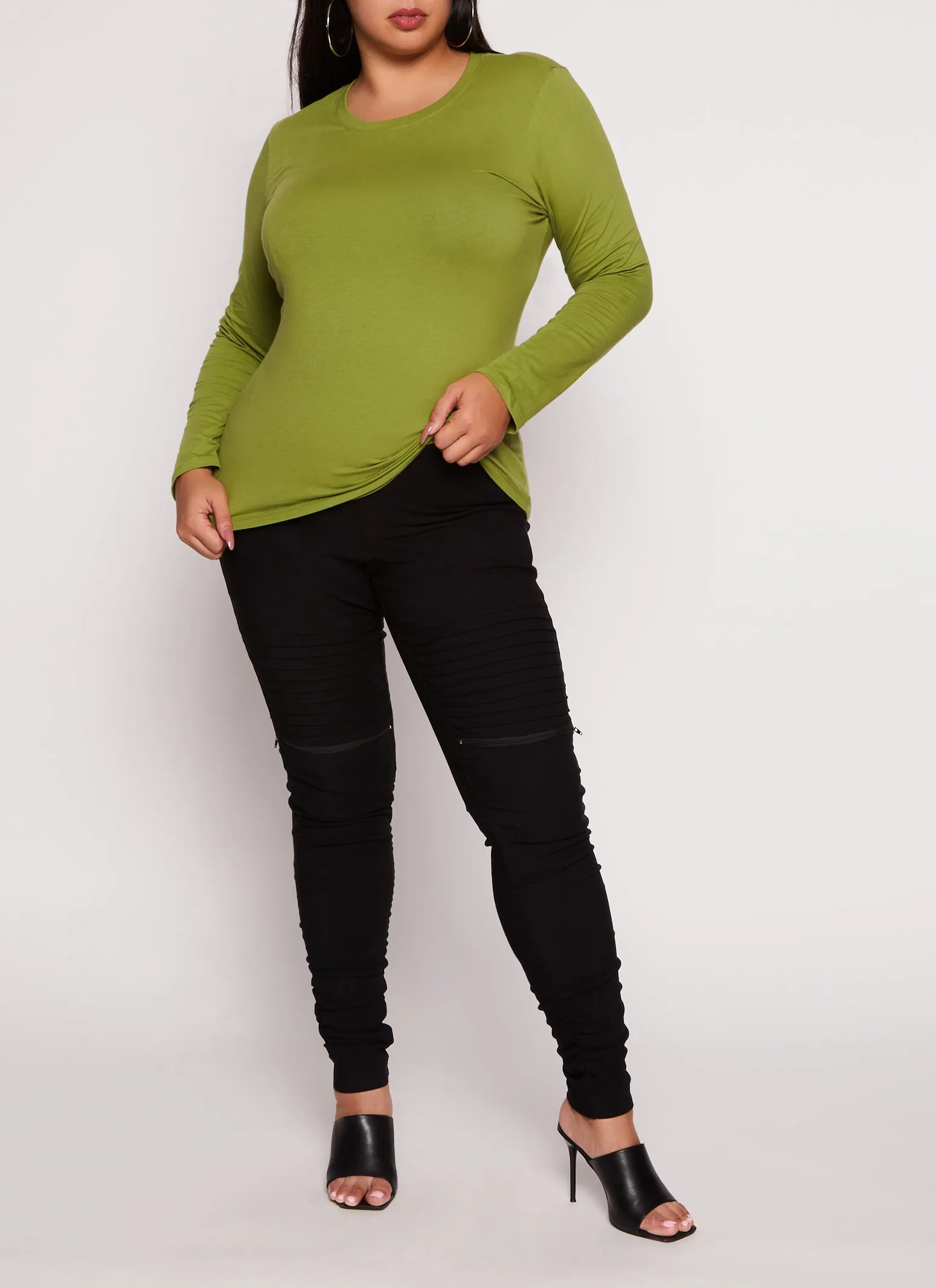 Plus Size Ambiance Long Sleeve Basic T Shirt sold by Rainbow product image thumbnail 2